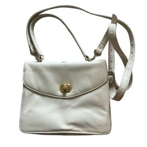 Monet Vintage All Leather Two-Way Handbag in Cream